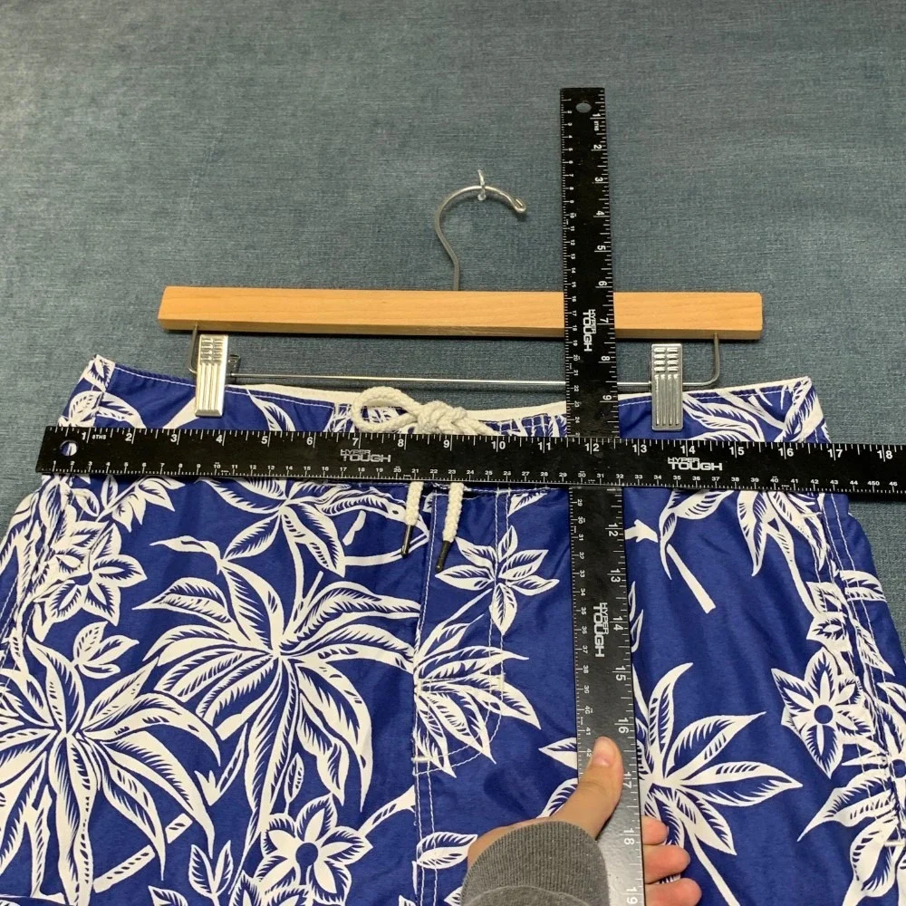 Polo Ralph Lauren Swim Trunks Shorts Mens M Blue Tropical Palm Print Mesh Lined